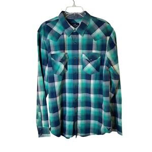 AMERICAN EAGLE Men’s Plaid Snap Button Down Long Sleeve Shirt / Size: XLT